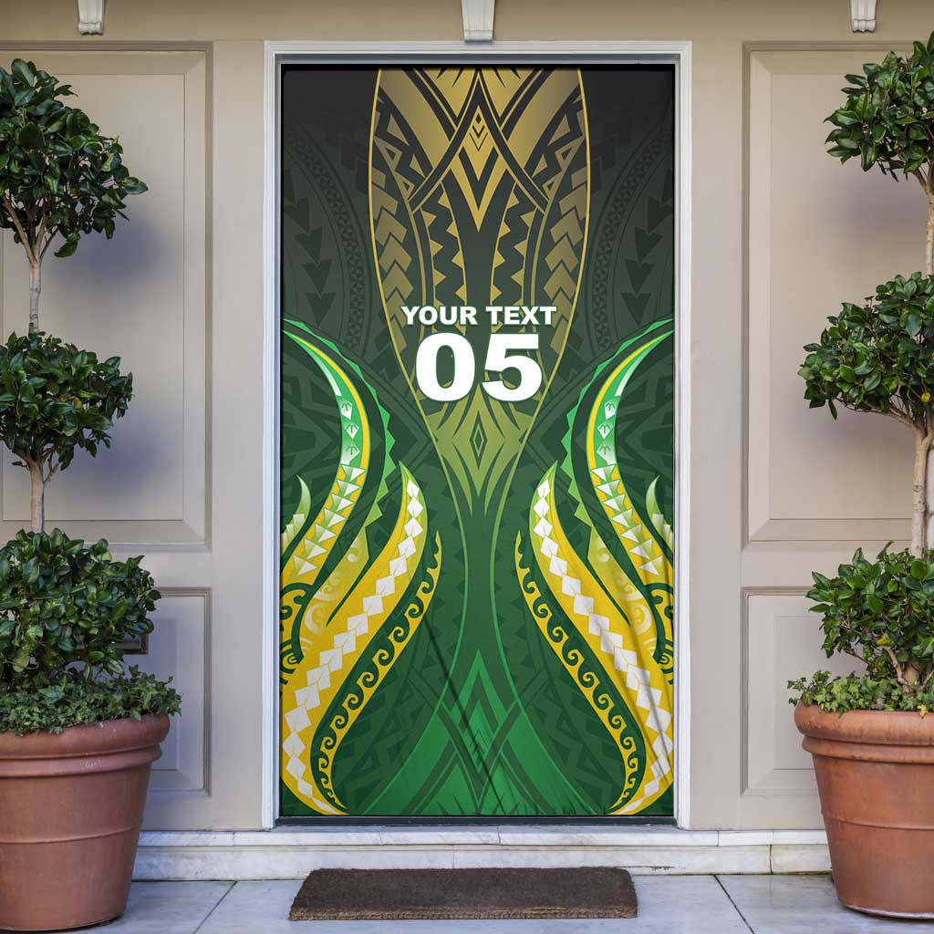 Custom Cook Islands Rugby Door Cover Unique Style Green Version - Polynesian Pride