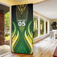 Custom Cook Islands Rugby Door Cover Unique Style Green Version - Polynesian Pride