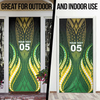 Custom Cook Islands Rugby Door Cover Unique Style Green Version - Polynesian Pride
