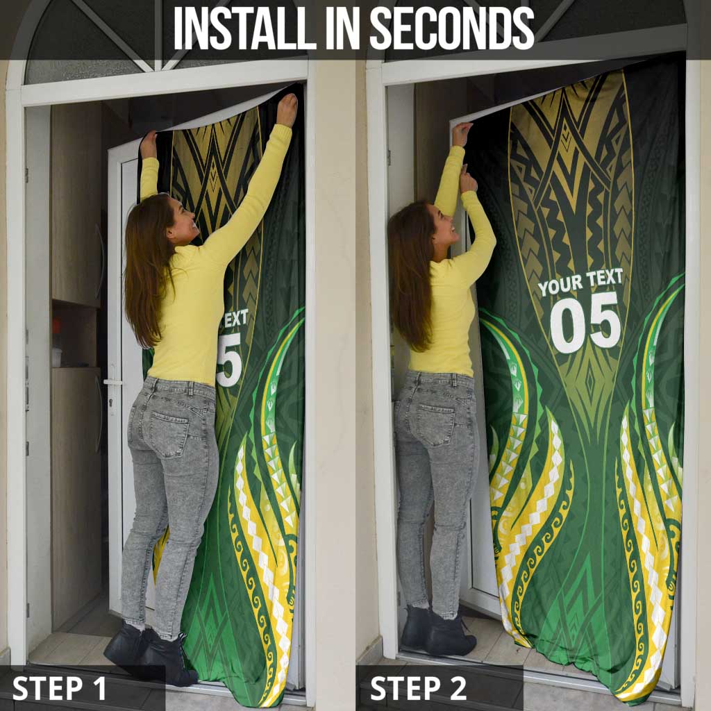 Custom Cook Islands Rugby Door Cover Unique Style Green Version - Polynesian Pride