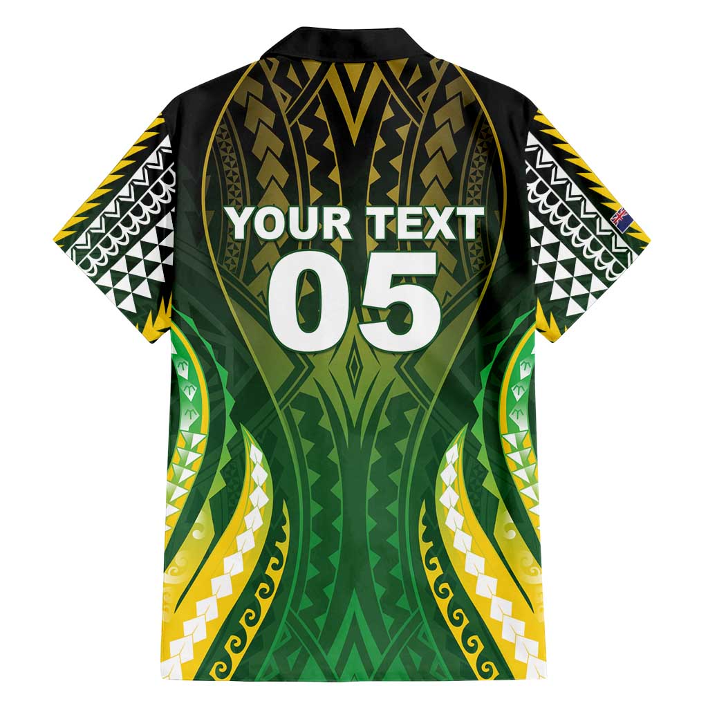 Custom Cook Islands Rugby Family Matching Long Sleeve Bodycon Dress and Hawaiian Shirt Unique Style Green Version - Polynesian Pride