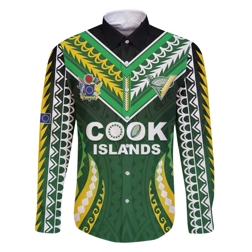 Custom Cook Islands Rugby Family Matching Off Shoulder Maxi Dress and Hawaiian Shirt Unique Style Green Version - Polynesian Pride