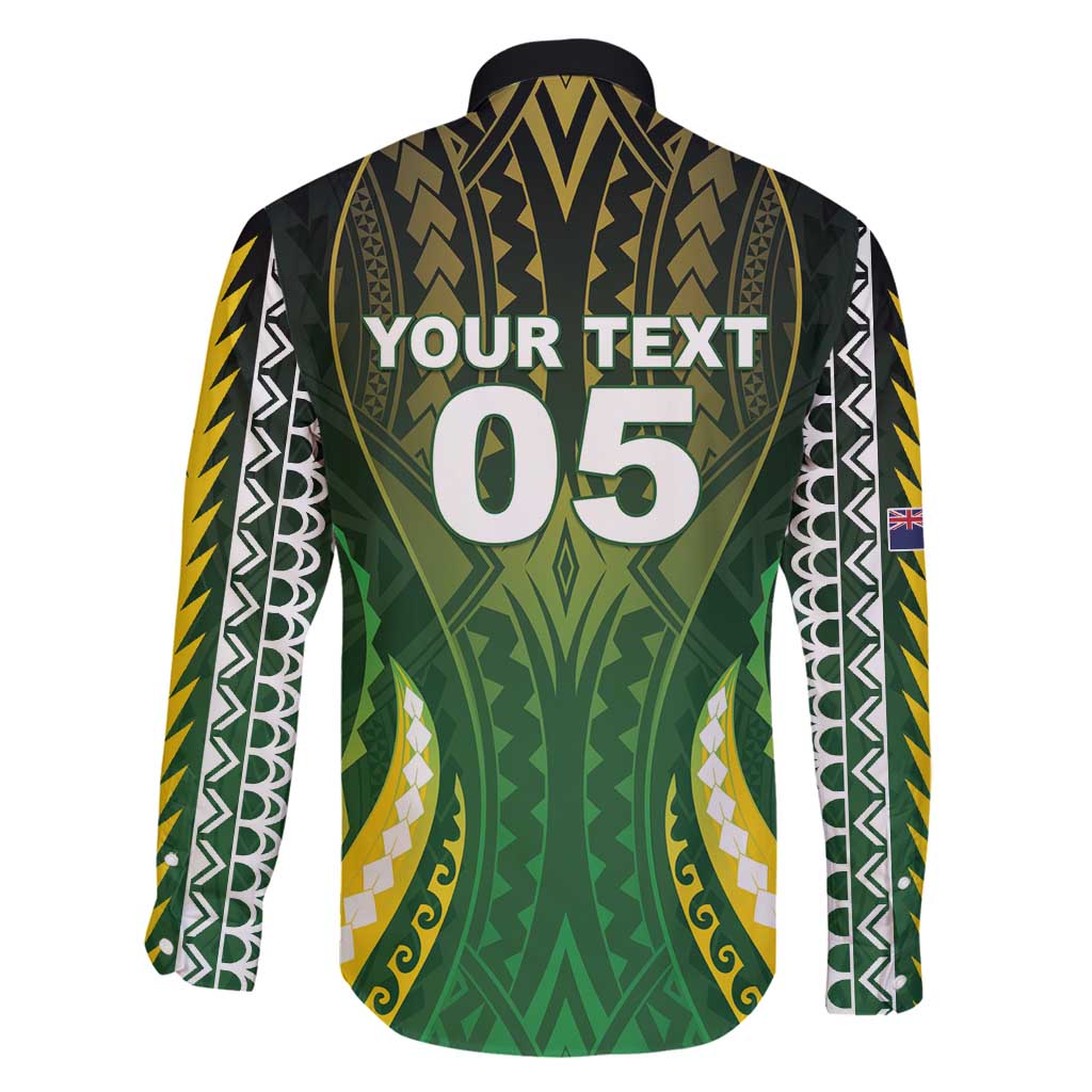 Custom Cook Islands Rugby Family Matching Off Shoulder Maxi Dress and Hawaiian Shirt Unique Style Green Version - Polynesian Pride