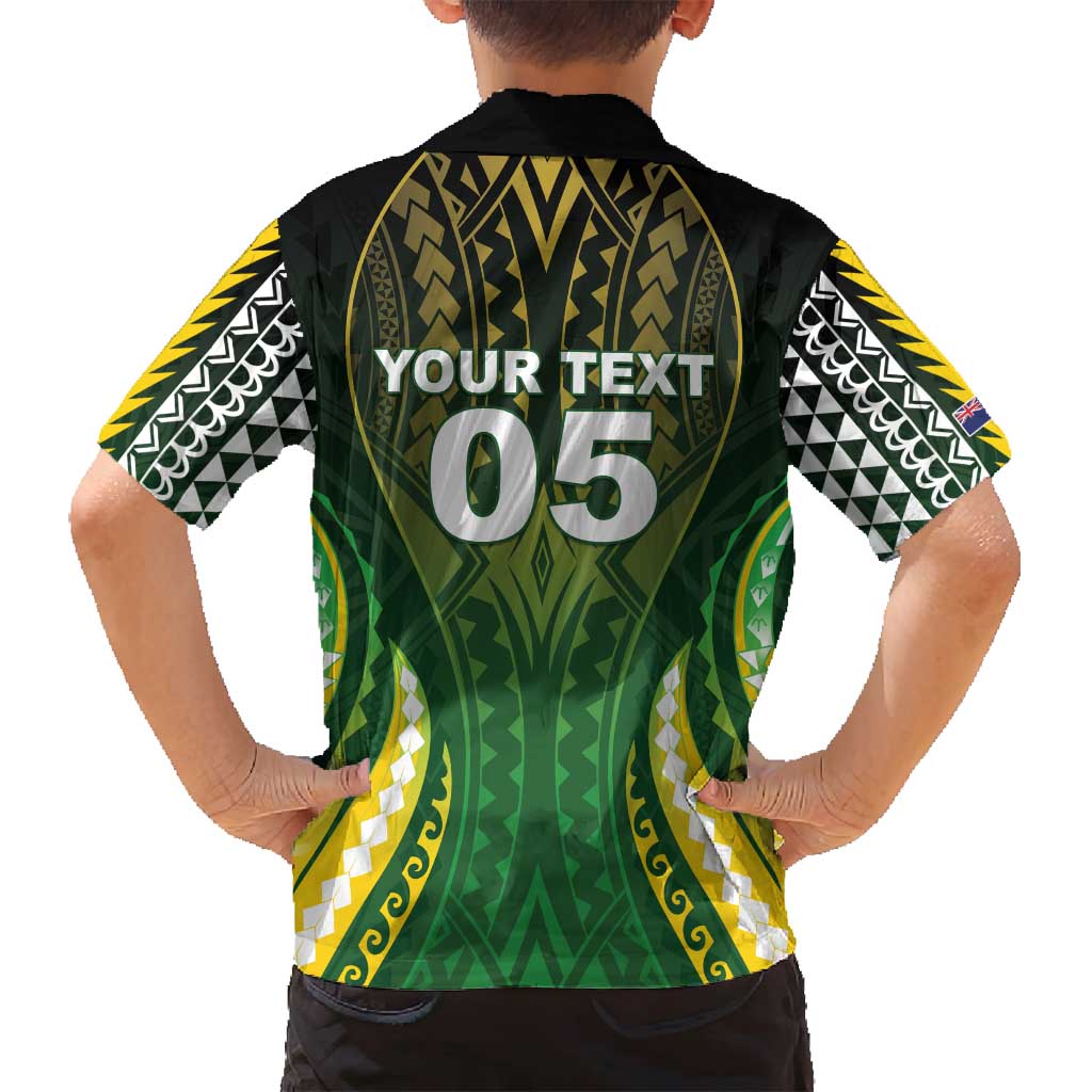 Custom Cook Islands Rugby Family Matching Off Shoulder Short Dress and Hawaiian Shirt Unique Style Green Version - Polynesian Pride