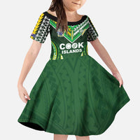 Custom Cook Islands Rugby Family Matching Summer Maxi Dress and Hawaiian Shirt Unique Style Green Version - Polynesian Pride
