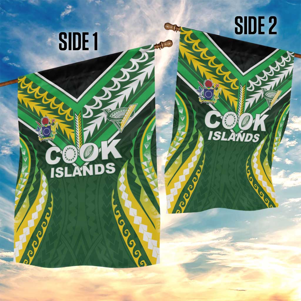 Cook Islands Rugby Garden Flag Unique Style Green Version - Polynesian Pride