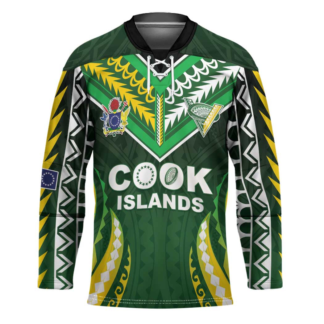 Custom Cook Islands Rugby Hockey Jersey Unique Style Green Version - Polynesian Pride