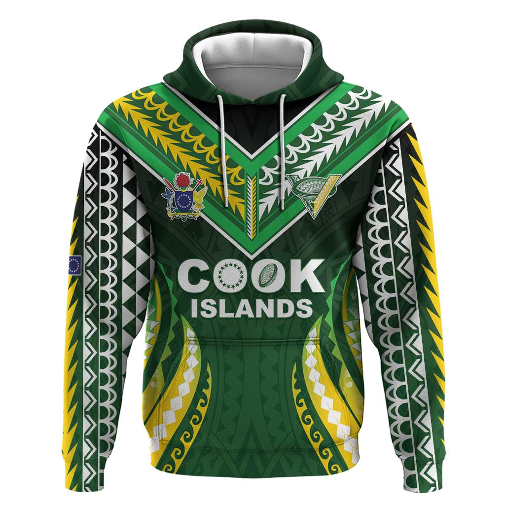 Custom Cook Islands Rugby Hoodie Unique Style Green Version - Polynesian Pride