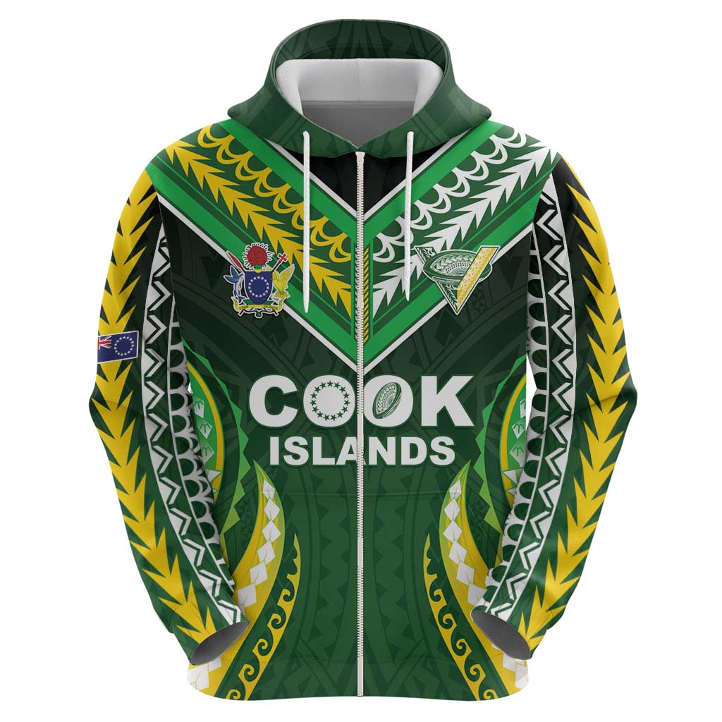 Custom Cook Islands Rugby Hoodie Unique Style Green Version - Polynesian Pride