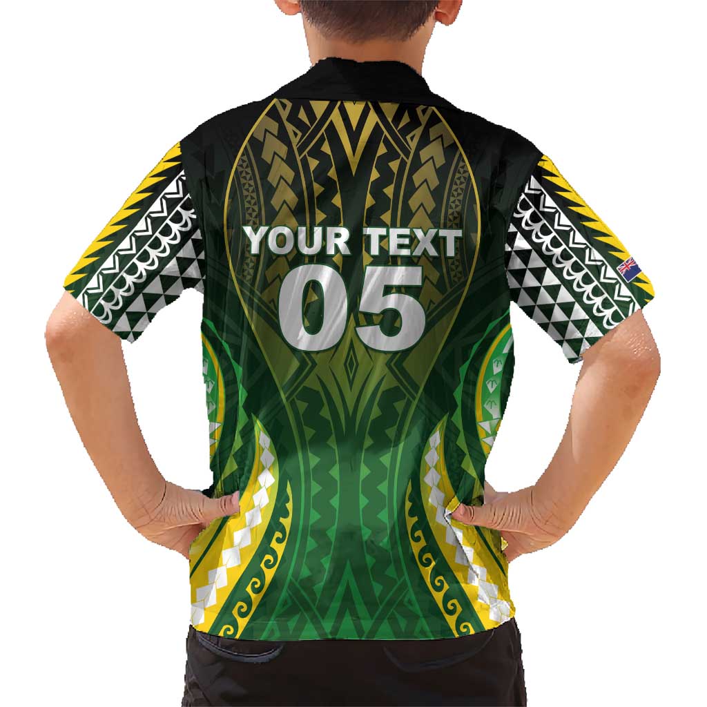 Custom Cook Islands Rugby Kid Hawaiian Shirt Unique Style Green Version - Polynesian Pride