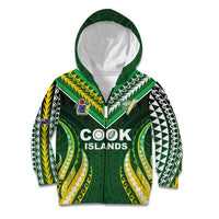 Custom Cook Islands Rugby Kid Hoodie Unique Style Green Version - Polynesian Pride