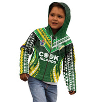 Custom Cook Islands Rugby Kid Hoodie Unique Style Green Version - Polynesian Pride