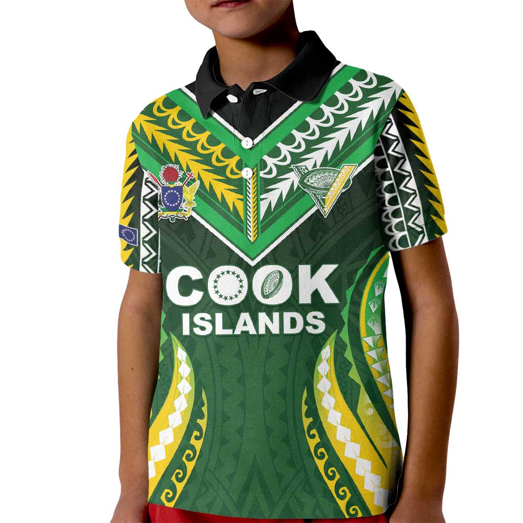 Custom Cook Islands Rugby Kid Polo Shirt Unique Style Green Version - Polynesian Pride