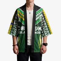 Custom Cook Islands Rugby Kimono Unique Style Green Version - Polynesian Pride