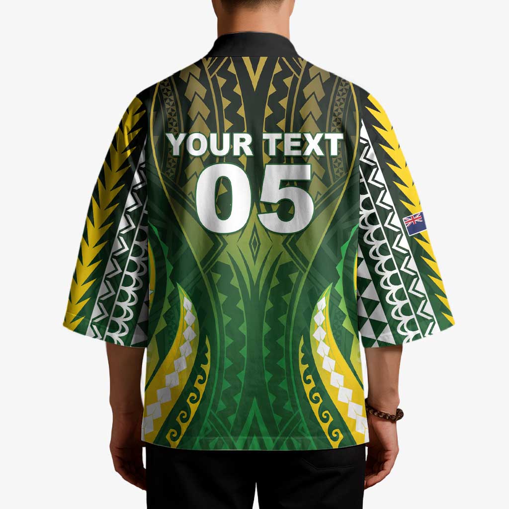 Custom Cook Islands Rugby Kimono Unique Style Green Version - Polynesian Pride