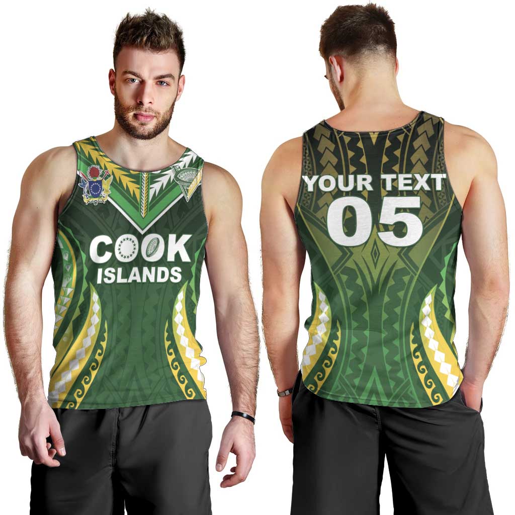Custom Cook Islands Rugby Men Tank Top Unique Style Green Version - Polynesian Pride