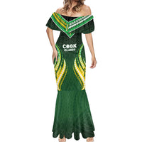 Custom Cook Islands Rugby Mermaid Dress Unique Style Green Version - Polynesian Pride