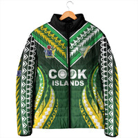 Custom Cook Islands Rugby Padded Jacket Unique Style Green Version - Polynesian Pride