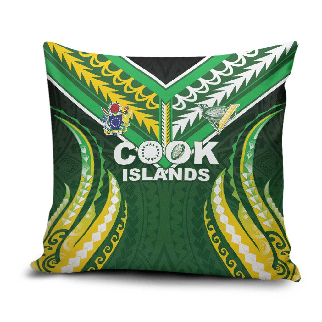 Cook Islands Rugby Pillow Cover Unique Style Green Version - Polynesian Pride