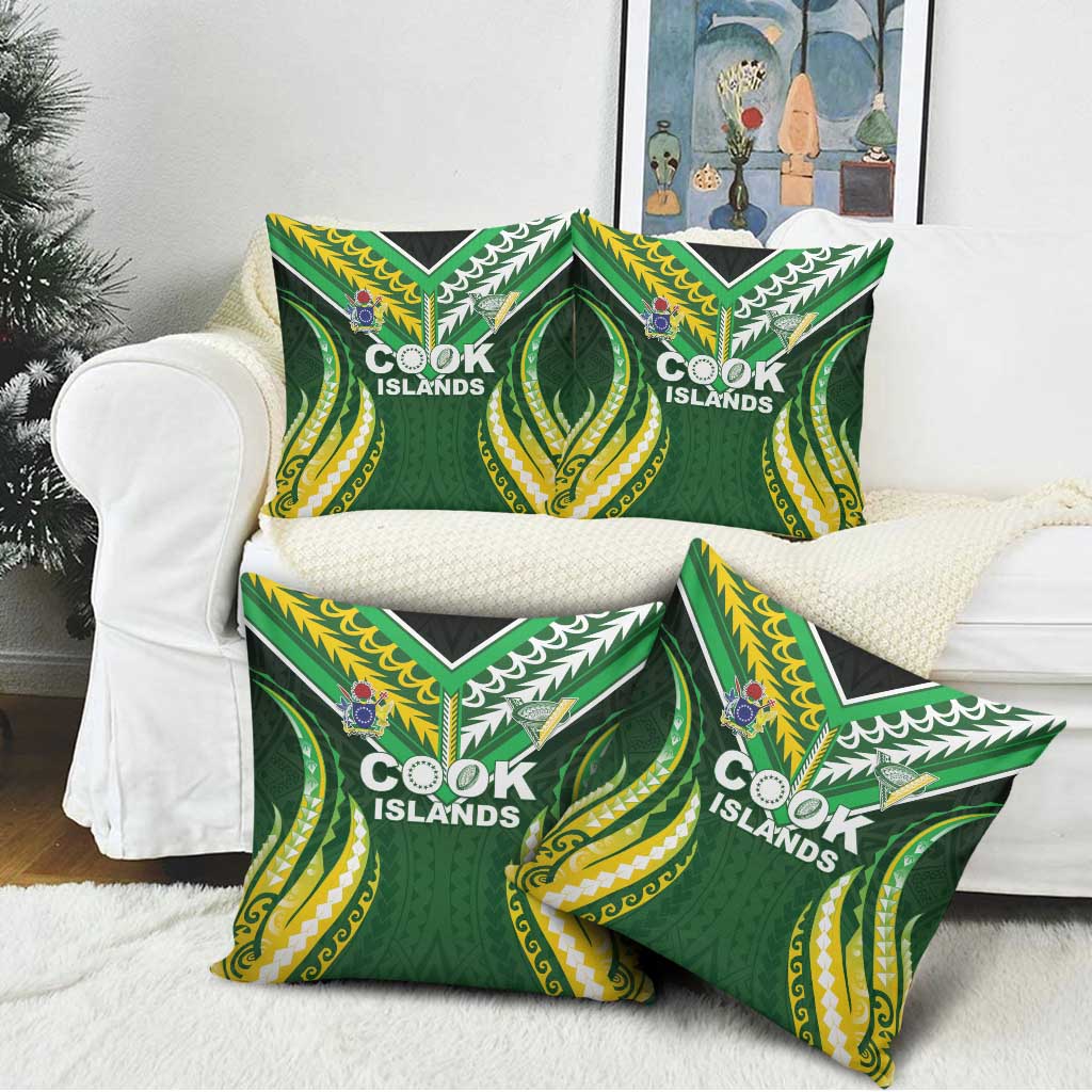 Cook Islands Rugby Pillow Cover Unique Style Green Version - Polynesian Pride