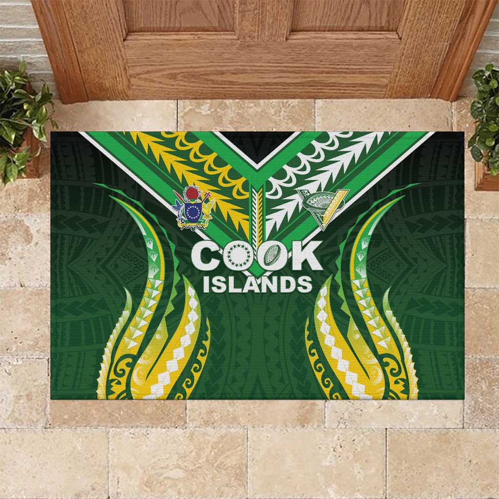 Cook Islands Rugby Rubber Doormat Unique Style Green Version - Polynesian Pride