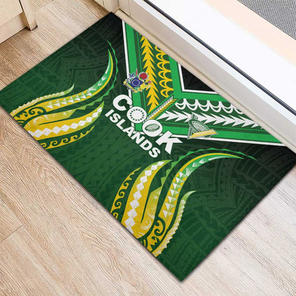 Cook Islands Rugby Rubber Doormat Unique Style Green Version - Polynesian Pride