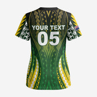 Custom Cook Islands Rugby Scrub Top Unique Style Green Version - Polynesian Pride