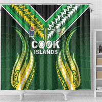 Cook Islands Rugby Shower Curtain Unique Style Green Version - Polynesian Pride