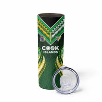 Custom Cook Islands Rugby Skinny Tumbler Unique Style Green Version - Polynesian Pride