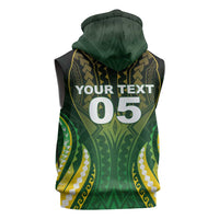 Custom Cook Islands Rugby Sleeveless Hoodie Unique Style Green Version - Polynesian Pride