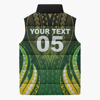 Custom Cook Islands Rugby Sleeveless Puffer Jacket Unique Style Green Version - Polynesian Pride