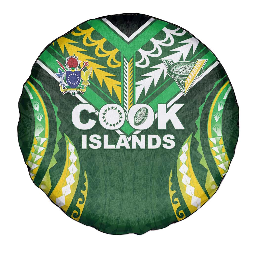 Cook Islands Rugby Spare Tire Cover Unique Style Green Version - Polynesian Pride