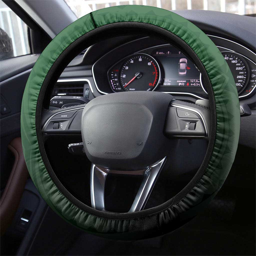 Cook Islands Rugby Steering Wheel Cover Unique Style Green Version - Polynesian Pride