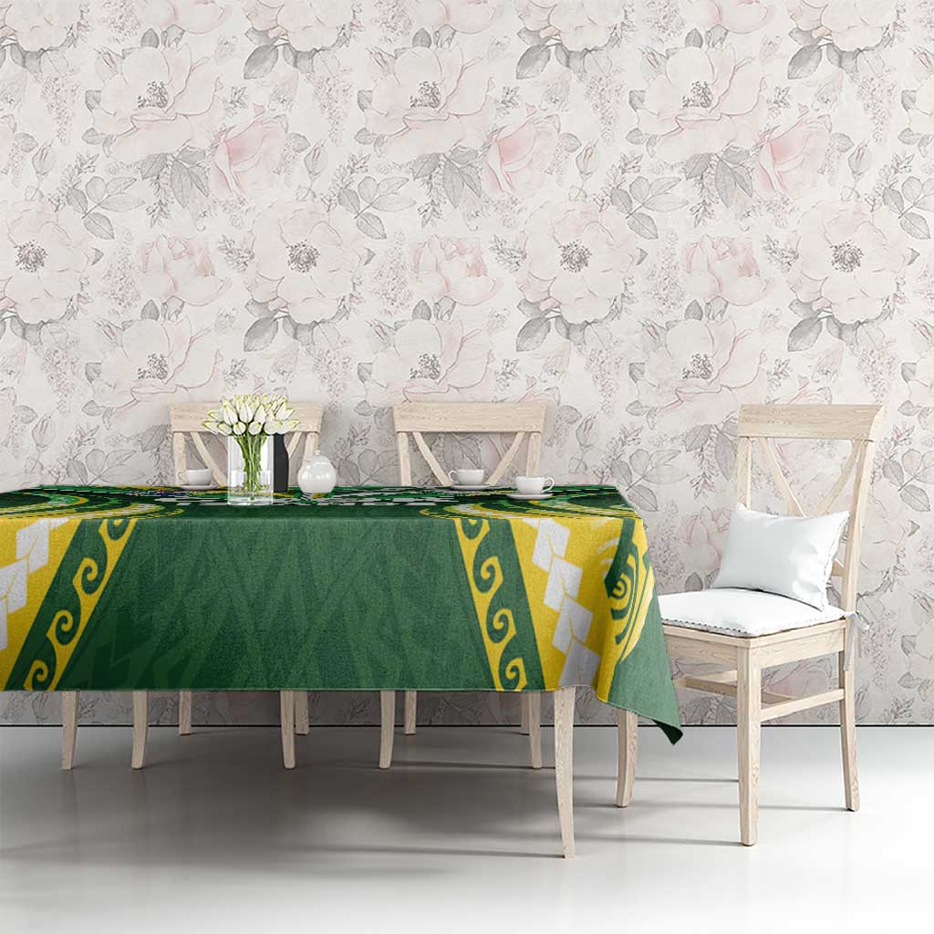 Cook Islands Rugby Tablecloth Unique Style Green Version - Polynesian Pride