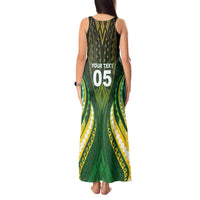 Custom Cook Islands Rugby Tank Maxi Dress Unique Style Green Version - Polynesian Pride