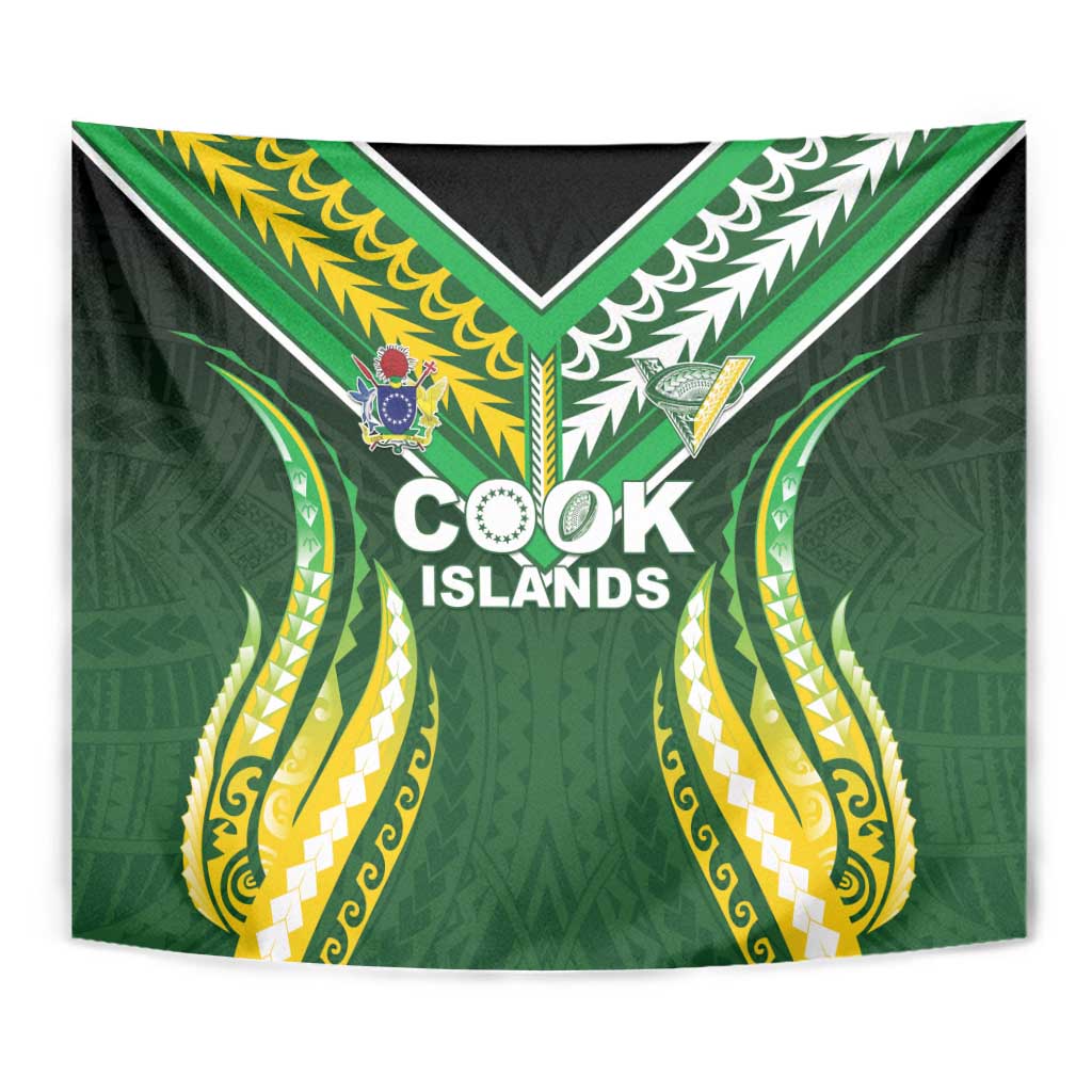 Cook Islands Rugby Tapestry Unique Style Green Version - Polynesian Pride