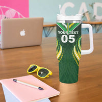 Custom Cook Islands Rugby Tumbler With Handle Unique Style Green Version - Polynesian Pride