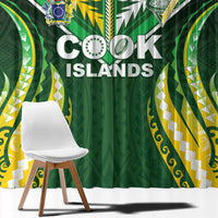 Cook Islands Rugby Window Curtain Unique Style Green Version - Polynesian Pride