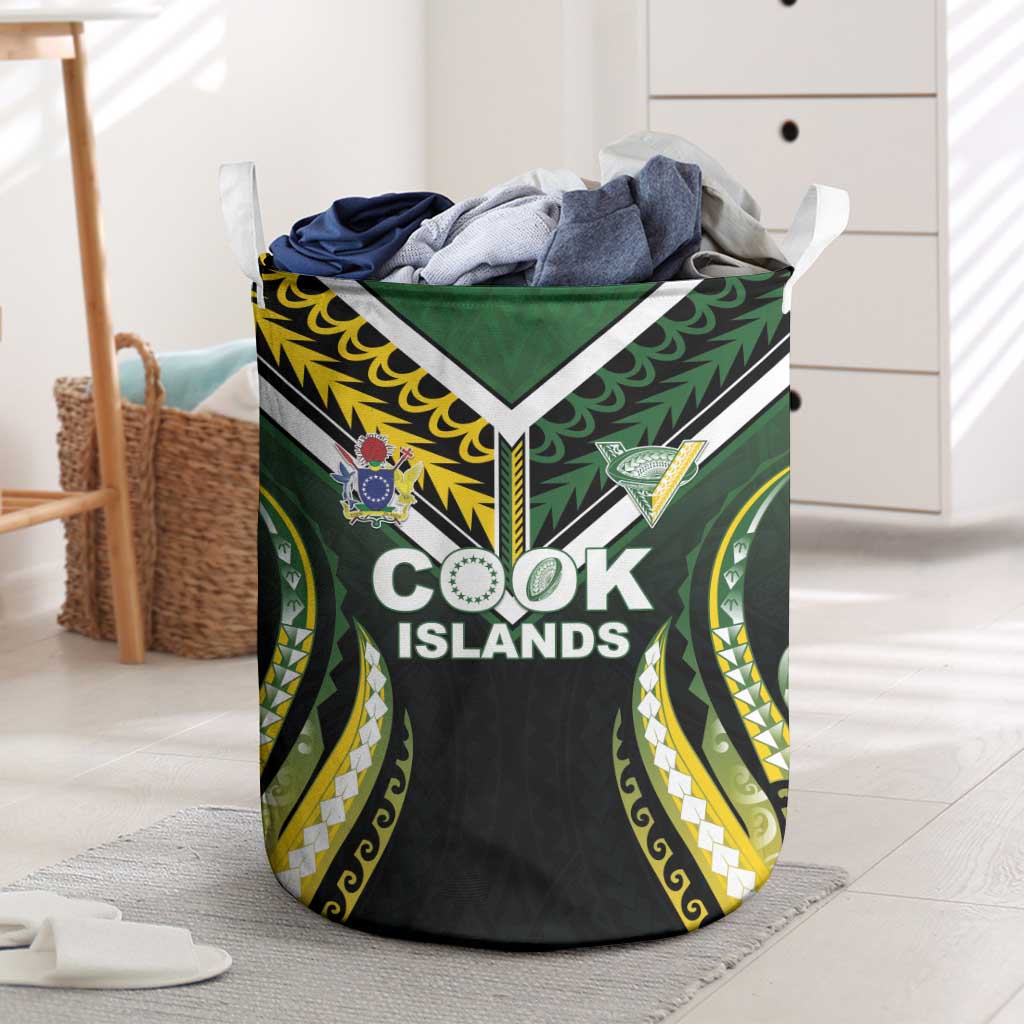 Cook Islands Rugby Laundry Basket Unique Style Black Version - Polynesian Pride