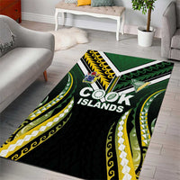 Cook Islands Rugby Area Rug Unique Style Black Version - Polynesian Pride