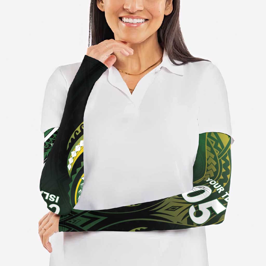 Custom Cook Islands Rugby Arm Sleeves Unique Style Black Version - Polynesian Pride