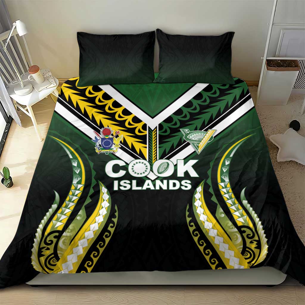 Cook Islands Rugby Bedding Set Unique Style Black Version - Polynesian Pride