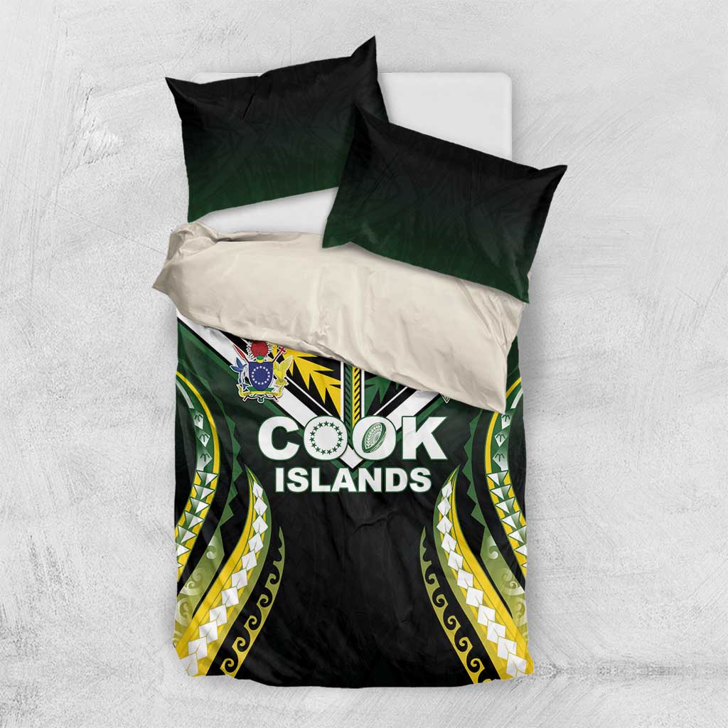 Cook Islands Rugby Bedding Set Unique Style Black Version - Polynesian Pride