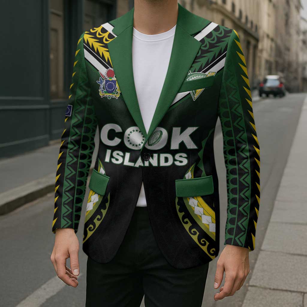 Custom Cook Islands Rugby Blazer Unique Style Black Version - Polynesian Pride
