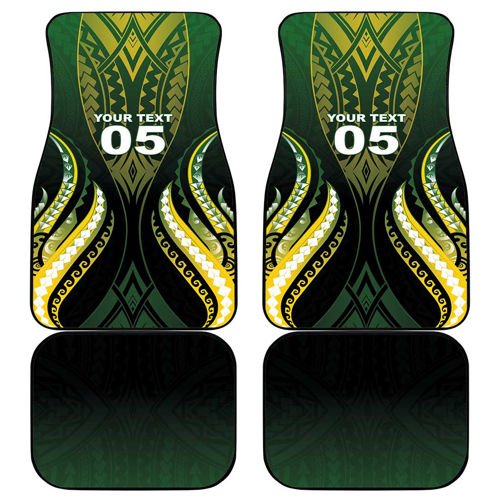 Custom Cook Islands Rugby Car Mats Unique Style Black Version - Polynesian Pride