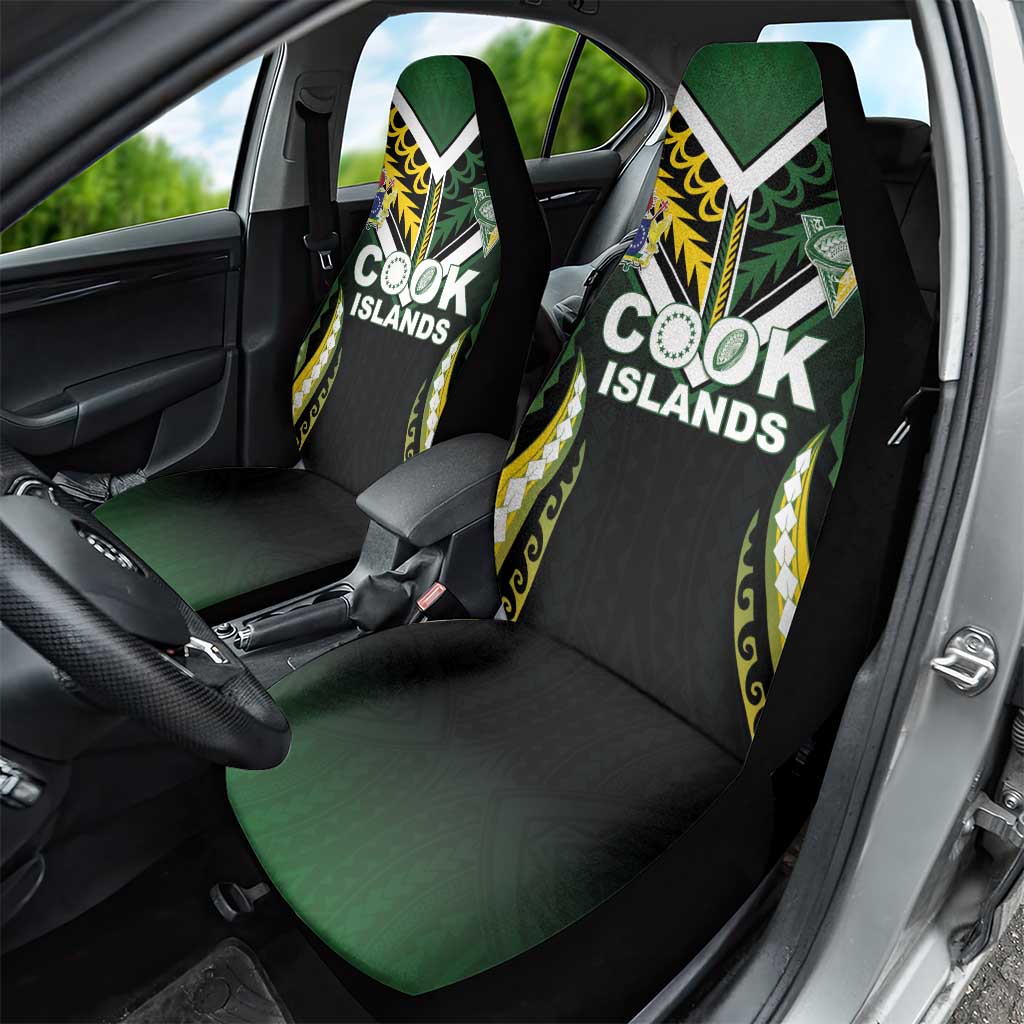 Cook Islands Rugby Car Seat Cover Unique Style Black Version - Polynesian Pride