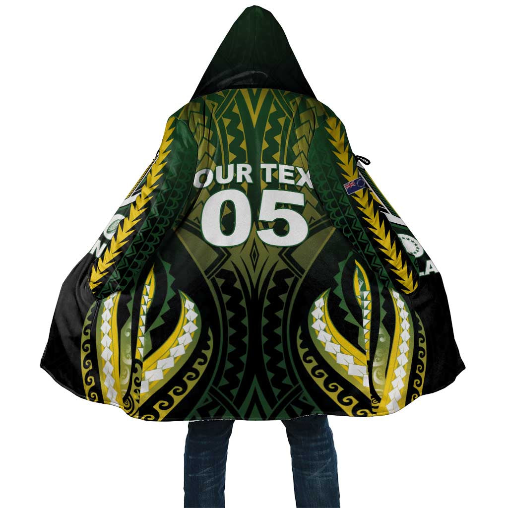 Custom Cook Islands Rugby Cloak Unique Style Black Version - Polynesian Pride
