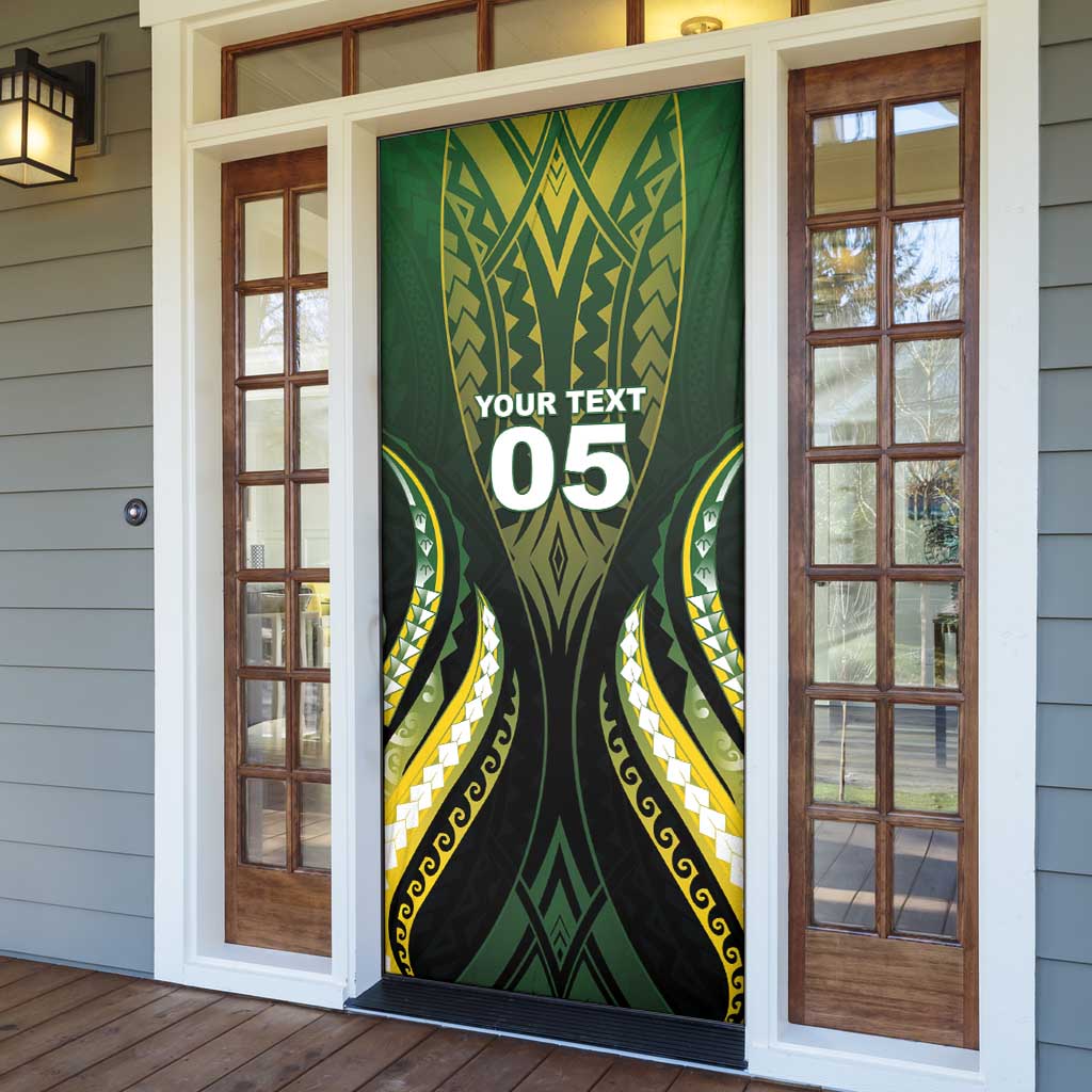 Custom Cook Islands Rugby Door Cover Unique Style Black Version - Polynesian Pride