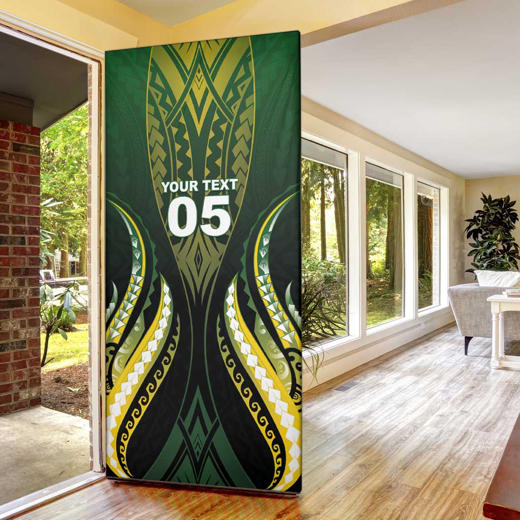 Custom Cook Islands Rugby Door Cover Unique Style Black Version - Polynesian Pride