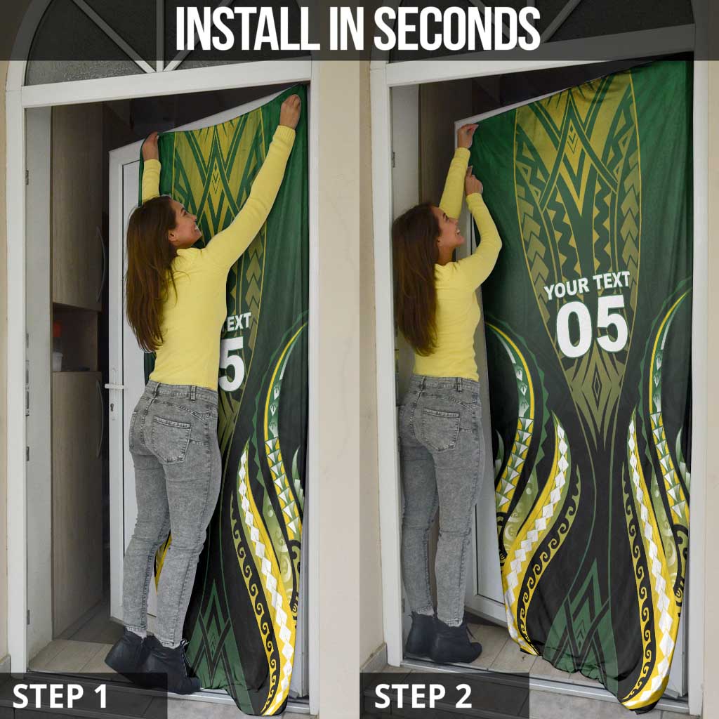 Custom Cook Islands Rugby Door Cover Unique Style Black Version - Polynesian Pride